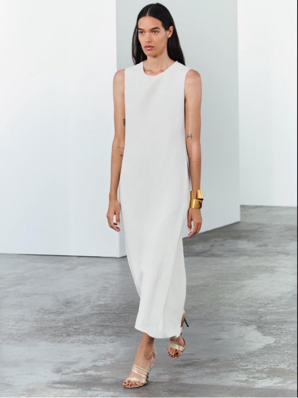 NWOT Zara White Sleeveless Linen Maxi Dress